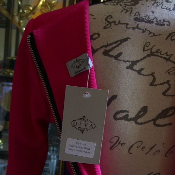 DIVA CATWALK NADIA COLOR BLOCK 3/4 SLEEVE DRESS M - Picture 6 of 6